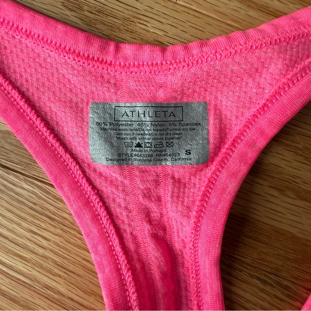 Athleta Fastest Track Tank Top, Neon Pink Ruched Racerback - Size S - Picture 5 of 6